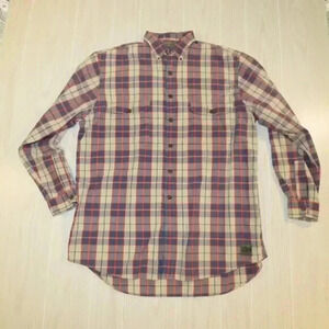 Abercrombie & Fitch Men's The Big Shirt Navy Red Khaki Size L VIntage 90s A&F